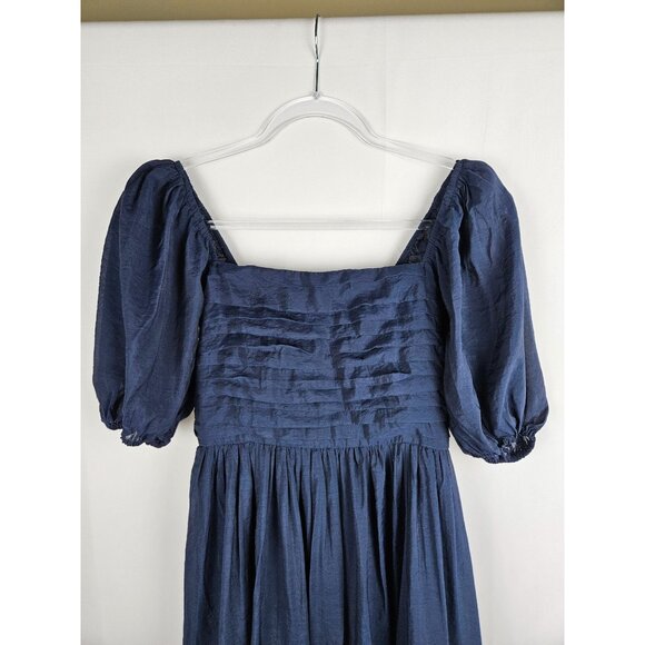 Abercrombie & Fitch Emerson Poplin Puff Sleeve Dress Size XS Navy - Picture 4 of 12